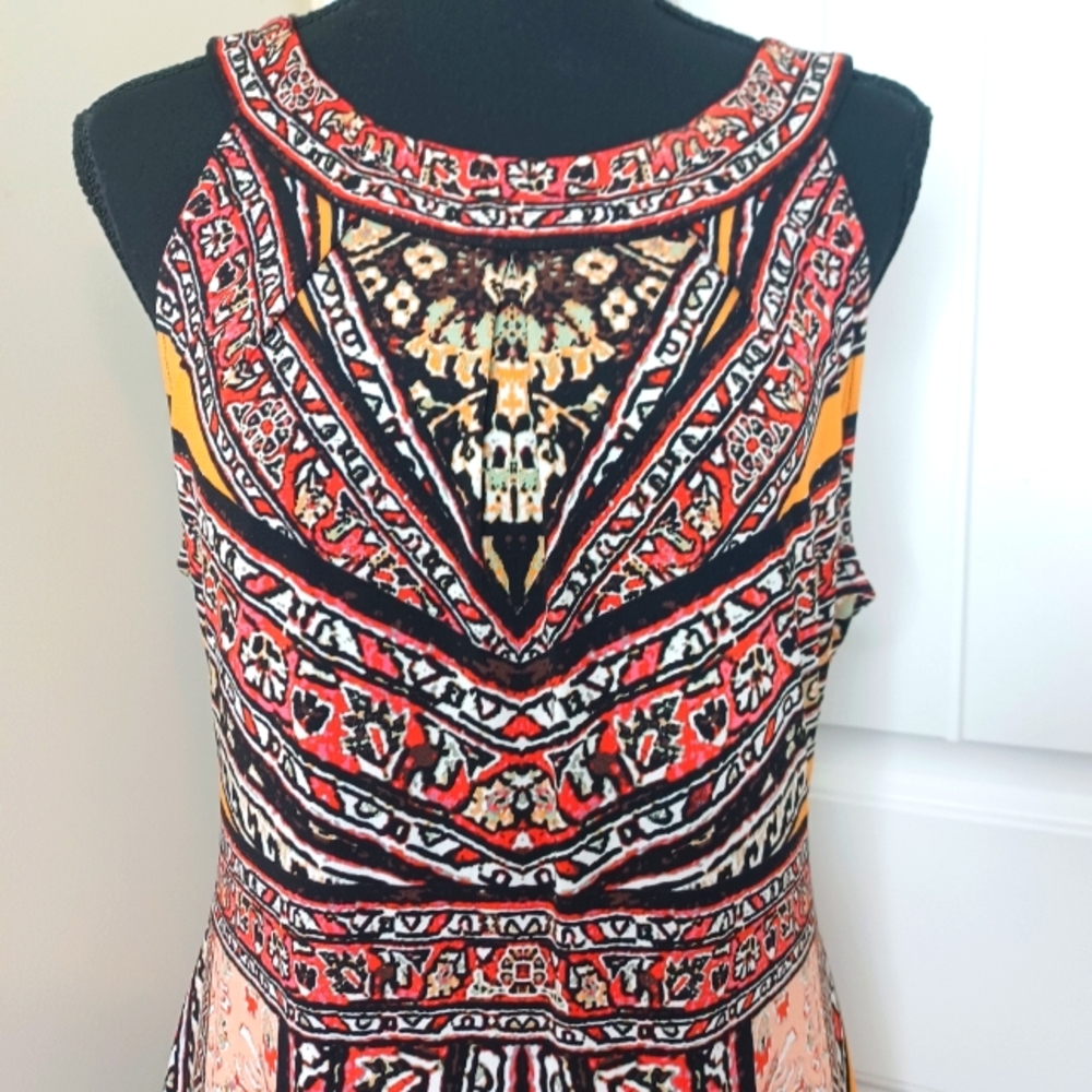 Hale Bob Denise Y2K Stretch Jersey Mini Dress Sz Med Southwestern Aztec Mosaic - Picture 4 of 13